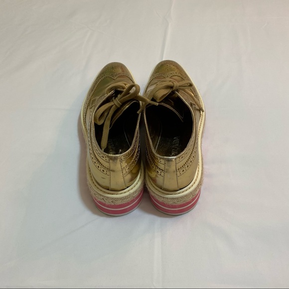 Prada Metallic Wing-Tip Platform Oxford Sneakers - Picture 3 of 6
